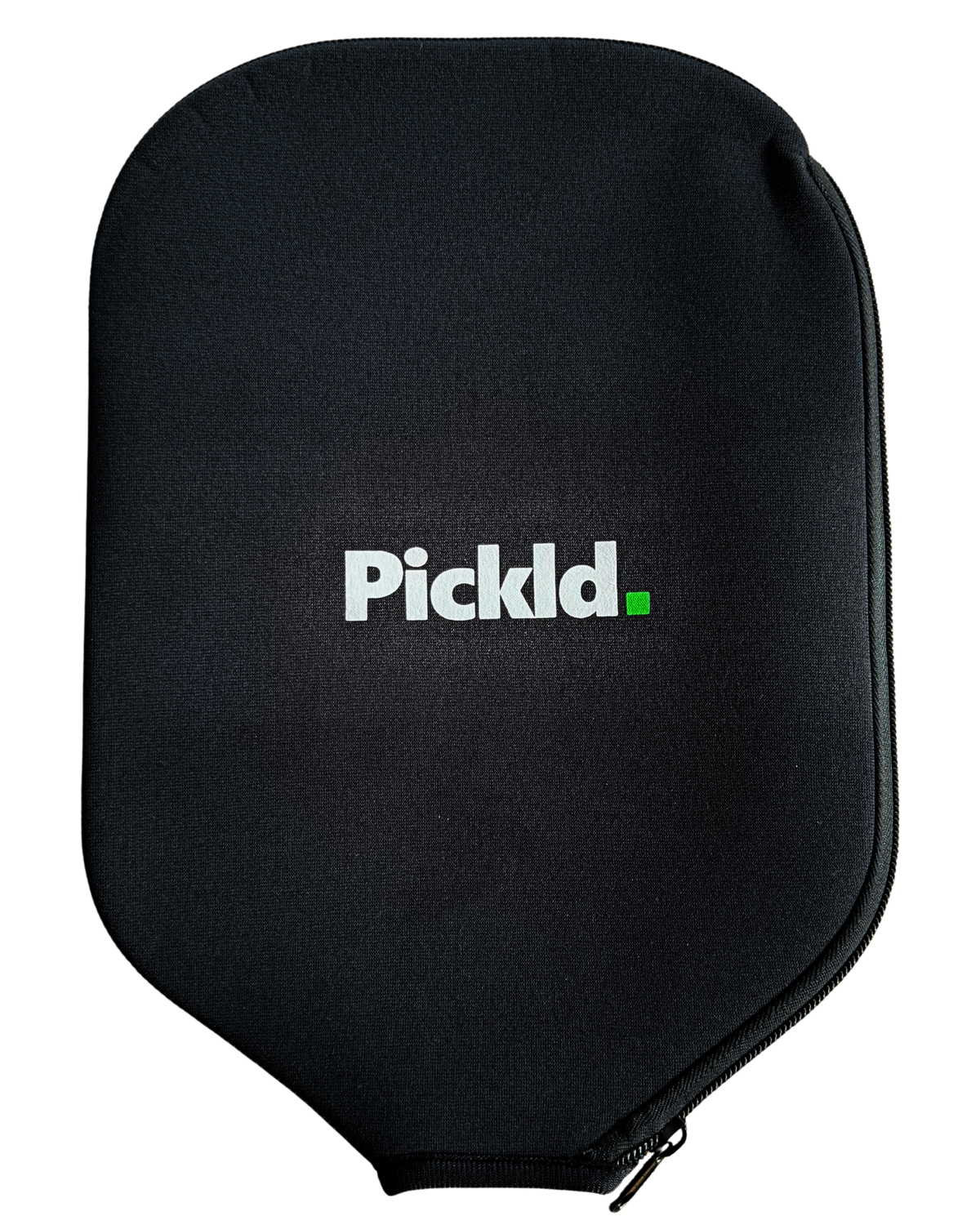 Pickld Paddle Cover front view, black neoprene sleeve with zip closure and the Pickld wordmark