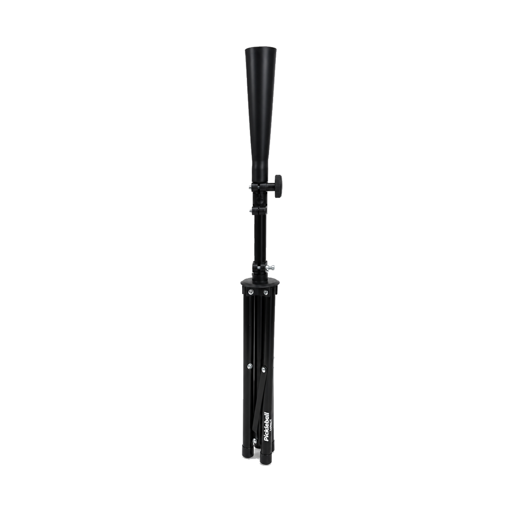 Pickleball Labs training stand, folded down with the legs collapsed for storage