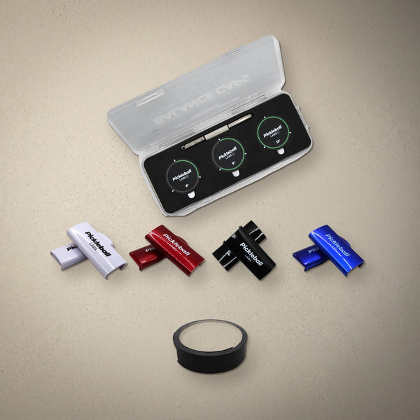 Pickleball Labs Tuning Kit: balance caps case, weighted clips in four colours and tungsten tape