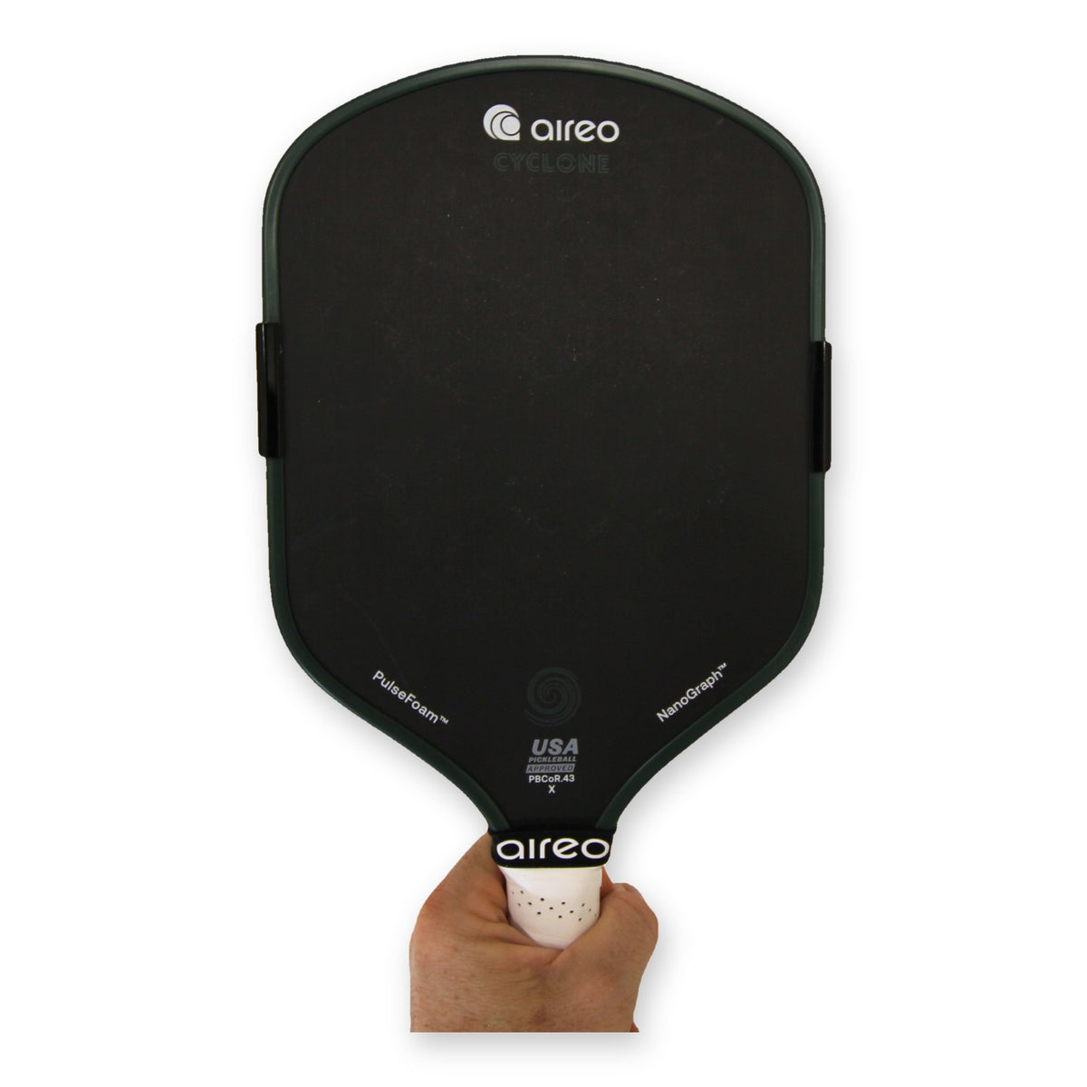 Pickleball Labs Weighted Clips fitted to both edges of a pickleball paddle
