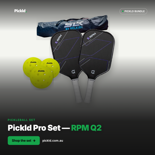 Pickld Pro Set — 2 RPM Q2 paddles, Selkirk net, Franklin X-40 balls