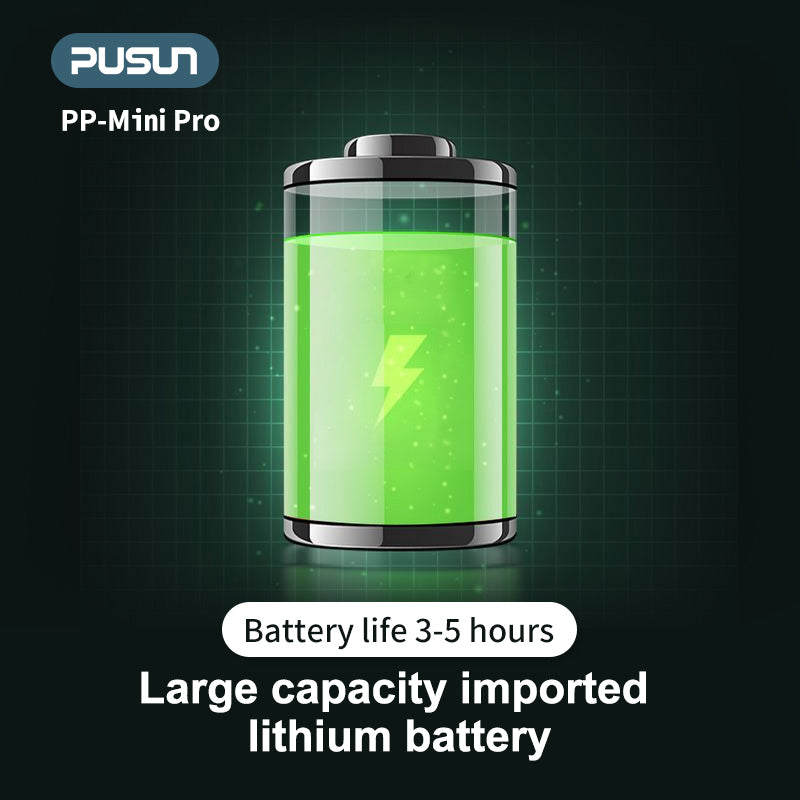 PUSUN PP-Mini Pro large-capacity lithium battery — 3 to 5 hours battery life