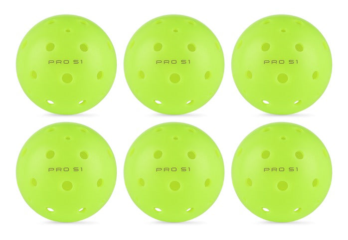 Selkirk Pro S1 pickleballs, 6 pack: Optic Green, 38-hole precision design