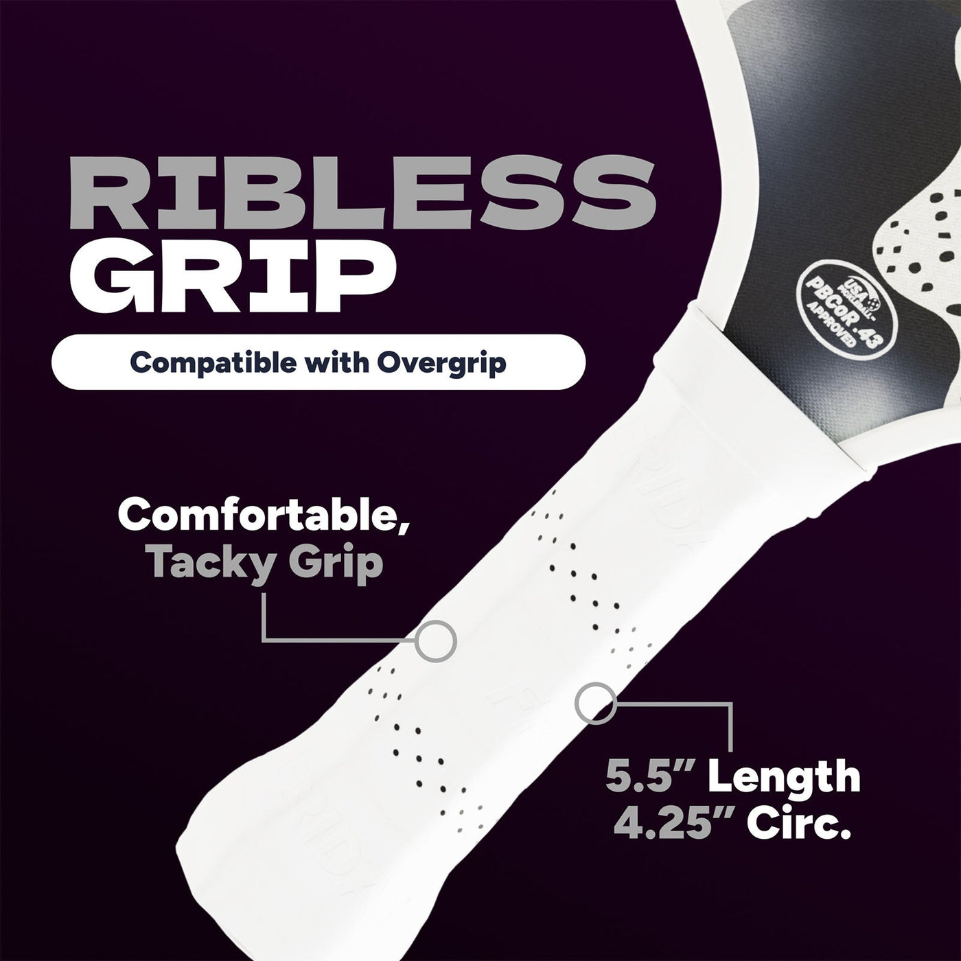 Friday Fever 102 Gen 3 Elongated pickleball paddle - Snow colourway - grip detail