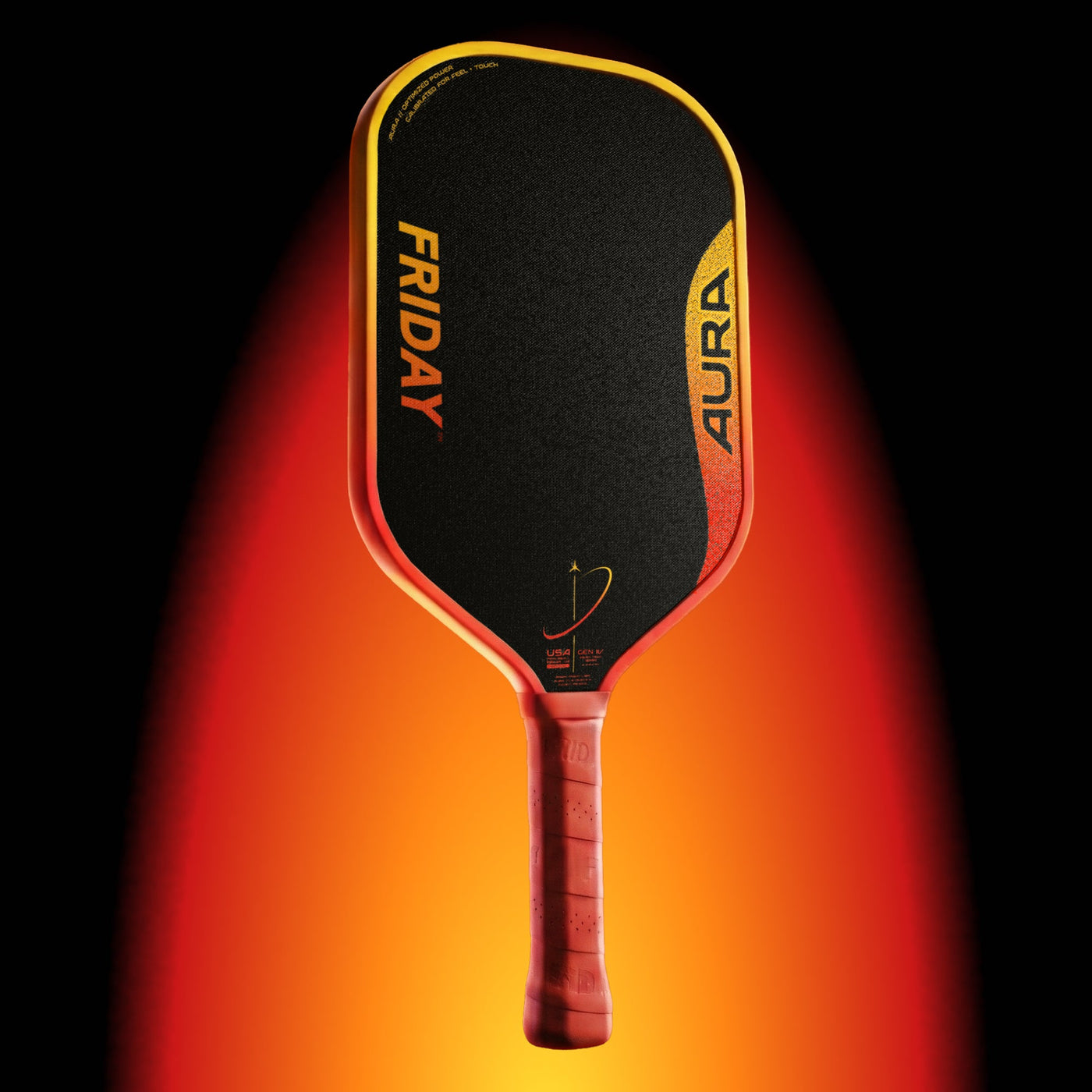 Friday Aura Hybrid 16mm pickleball paddle — Orange (Solaris)