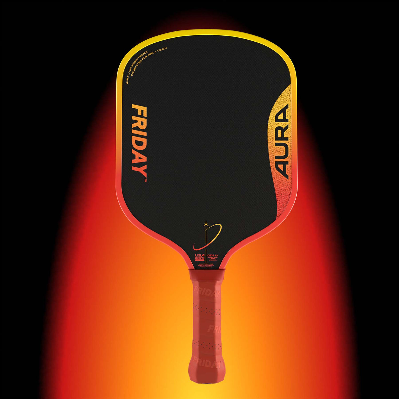 Friday Aura Widebody 16mm pickleball paddle - Red colourway - full paddle with grip