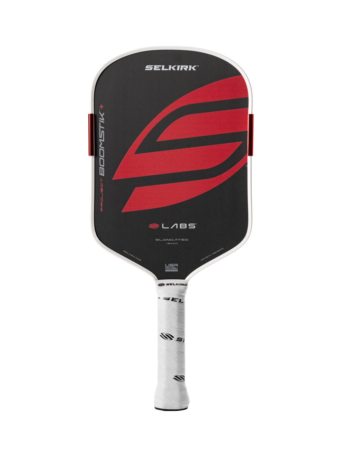 Selkirk LABS Boomstik Elongated pickleball paddle USA Version, Original black and red - paddle face